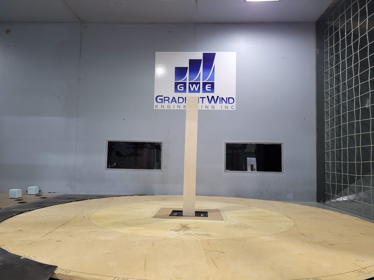 Physical building model installed in the wind tunnel